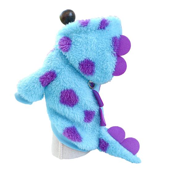 

Комбинезон Yousheng для домашних животных с капюшоном и динозавром, пальто для домашних животных, зимняя одежда на пуговицах для собак и кошек с тяговым кольцом для улицы синий