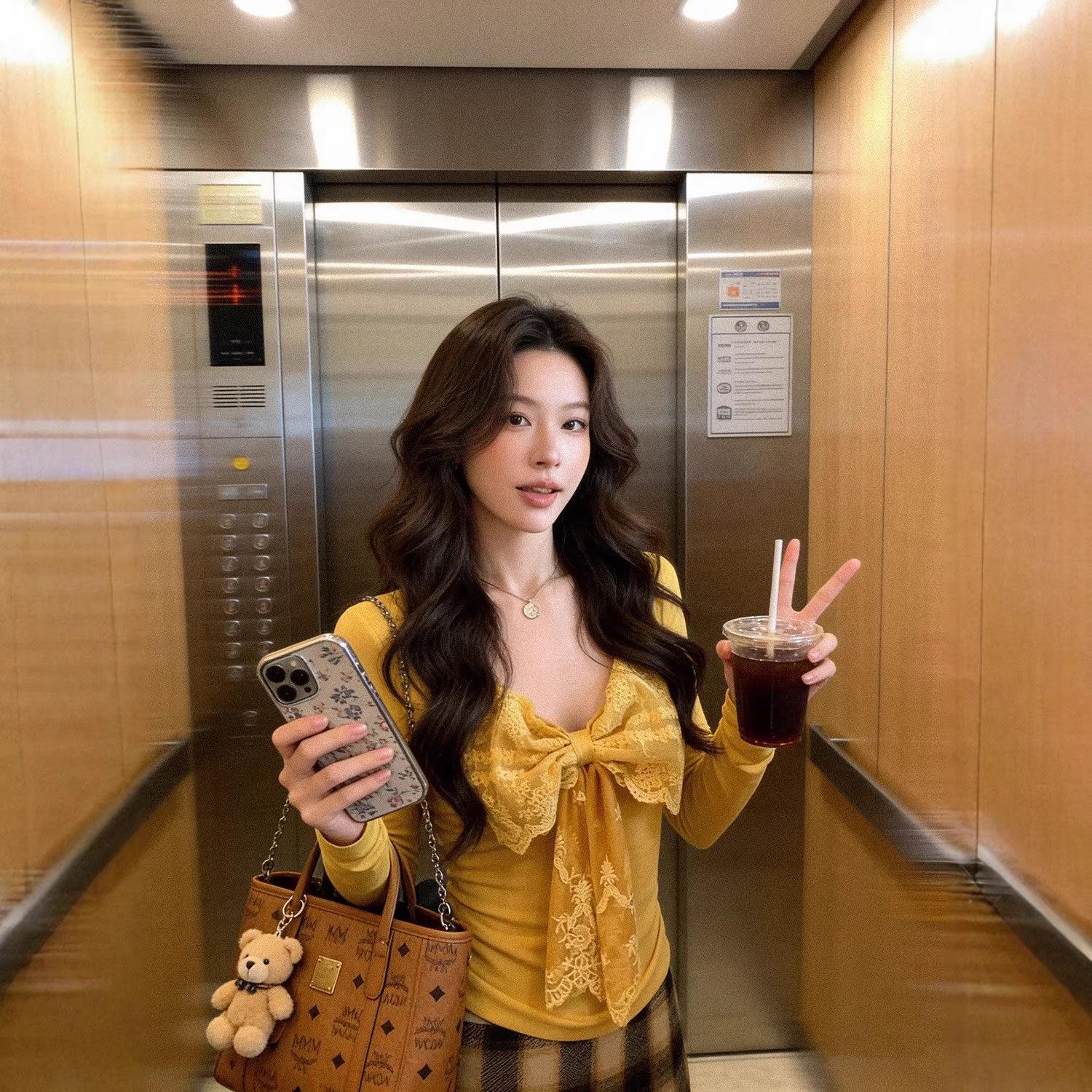 Korean Style Bow Tie Lace-Up Long Sleeve Women s T-shirt - Chic 2026 Design S жёлтый