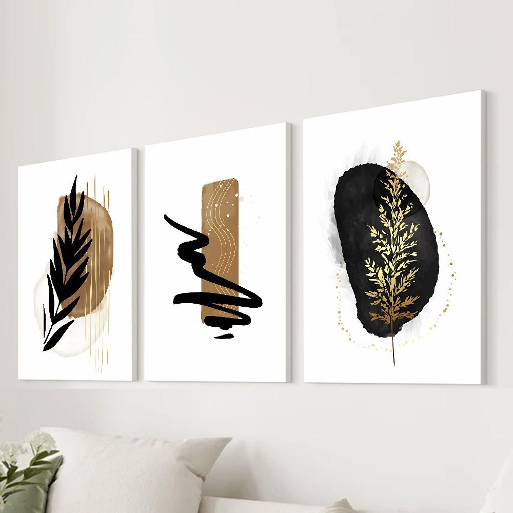 3pcs/set Abstract Plant  Art Oil Painting Canvas with Wood Frame Draw Wall Decor Home Room Decorations