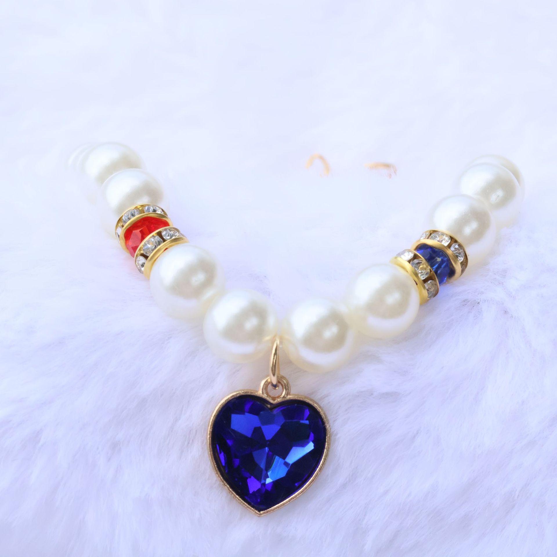 

New Hot Selling Pet Pearl Necklace Devon Cat Color Vintage Fashion Pearl Collar Dog Pendant Accessories XS 15-20CM синий