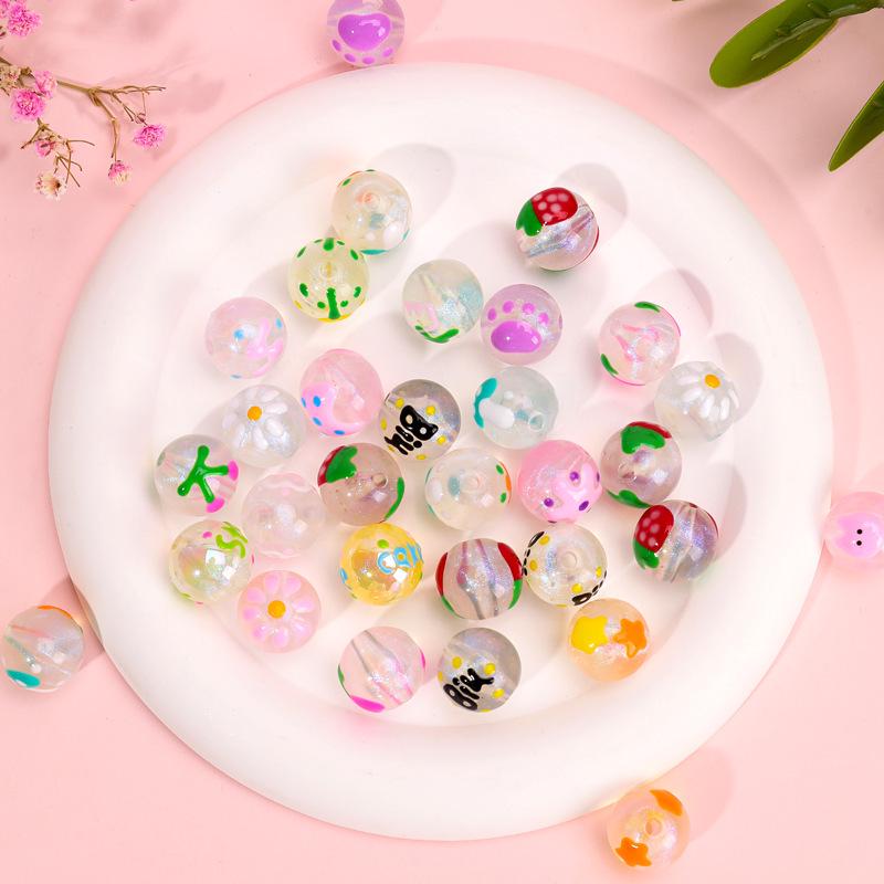 Luminous Hand-Painted Acrylic Cartoon Beads for DIY Bracelets