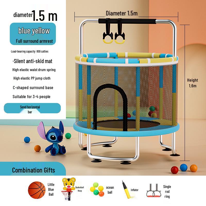 Indoor Family Trampoline with Safety Net for Kids and Adults