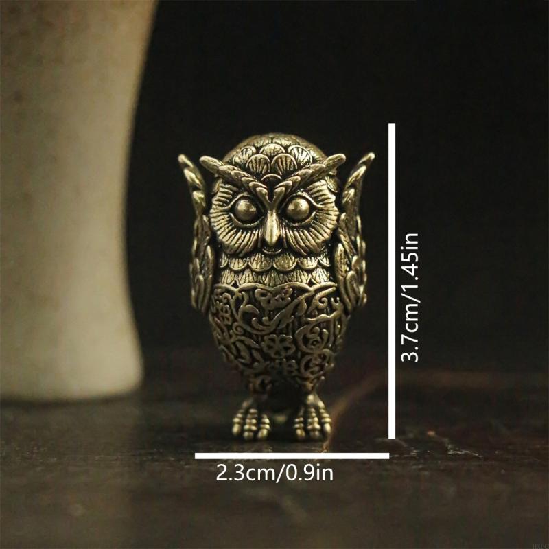 Brasses Owl Statue Antique Finish Decorative Collectible Excellent Living Room HX6C