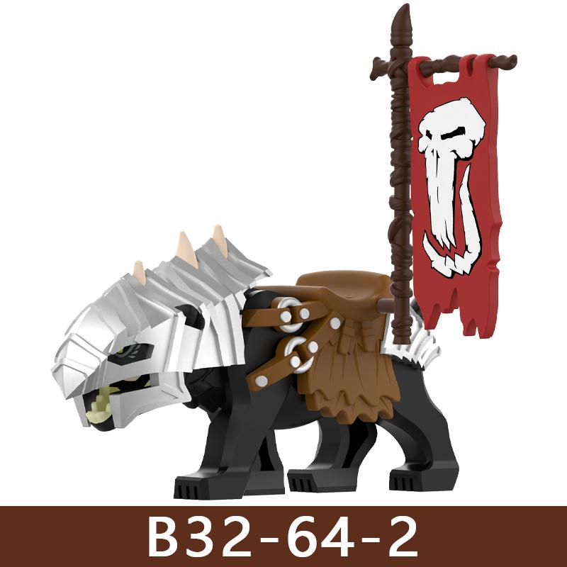 Medieval Castle Soldier Figures Building Blocks Knight Orc Warrior Dragon Wolf Animals Battle Flags Accessories Bricks Toys Boys