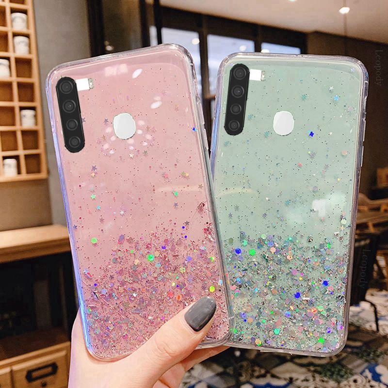 Bling Glitter Phone Case For Samsung Galaxy A21 A215U A215W A215DL Silicon Soft Case Full Cover For Samsung A 21 215U Back Cover