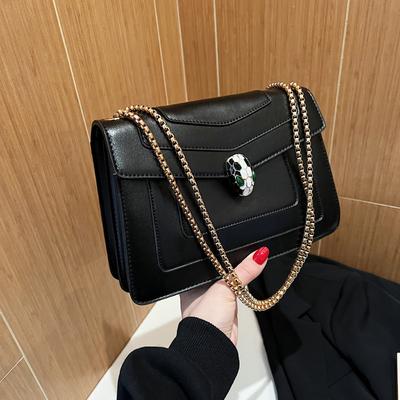 New Heavy-duty Crossbody Bag with Thick Chain Double-compartment and Flip Design a Trendy Shoulder Bag for Women