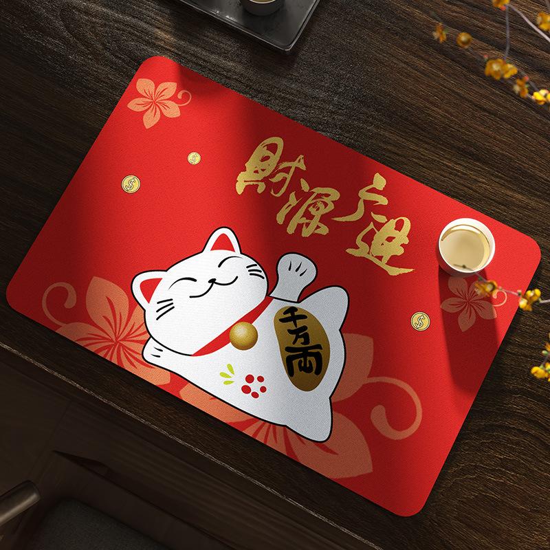 Masă pentru chiuvetă de bucătărie Tampă hidrofilă Atmosferă de Anul Nou Tampă de scurgere a apei Blat de bar Bol și farfurie Coaster Covoraș izolator anti-opărire