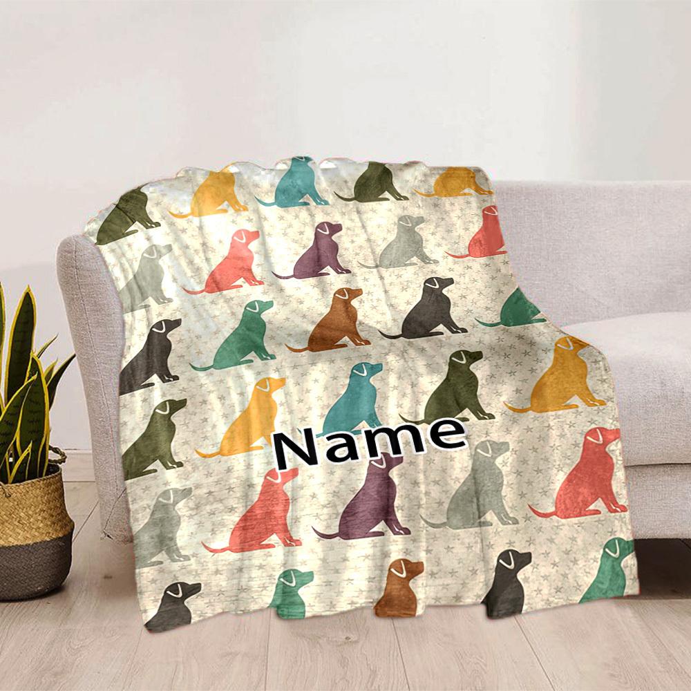 Colorful Dog Pattern Home Customize Your Name Blankets Comfortable Soft Lightweight Allseason Multipurpose Blanket For Picnics Sofas Offices Beds
