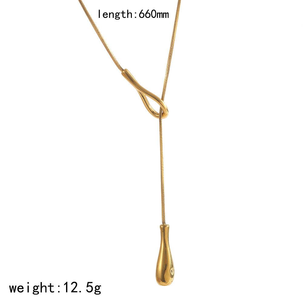 Modern Geometric Stainless Steel Snake Pendant Necklace With Electroplated Finish For Women