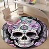 1pc Sugar Skull Flowers Office Round Area Rug, Indoor Mat Suitable ForOffice, Under Office Chairs Bedroom Living Room Home Decor, D135