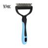 Dematting Comb for Dogs And Cats Double-Sided Pet Grooming Brush, Stainless Steel Cat Undercoat Rake, with Hair Remover Mats Non-Slip Handle