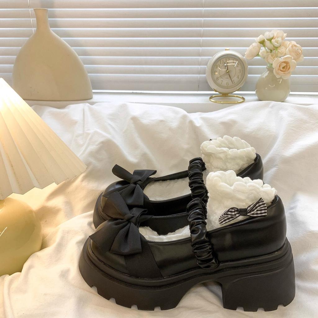 Fashion Platform Mary Jane Shoes for Women Beige Bow with Medium Heels Woman Pumps 39 Comfortable and Elegant 2025 Trend Fashion Stylish