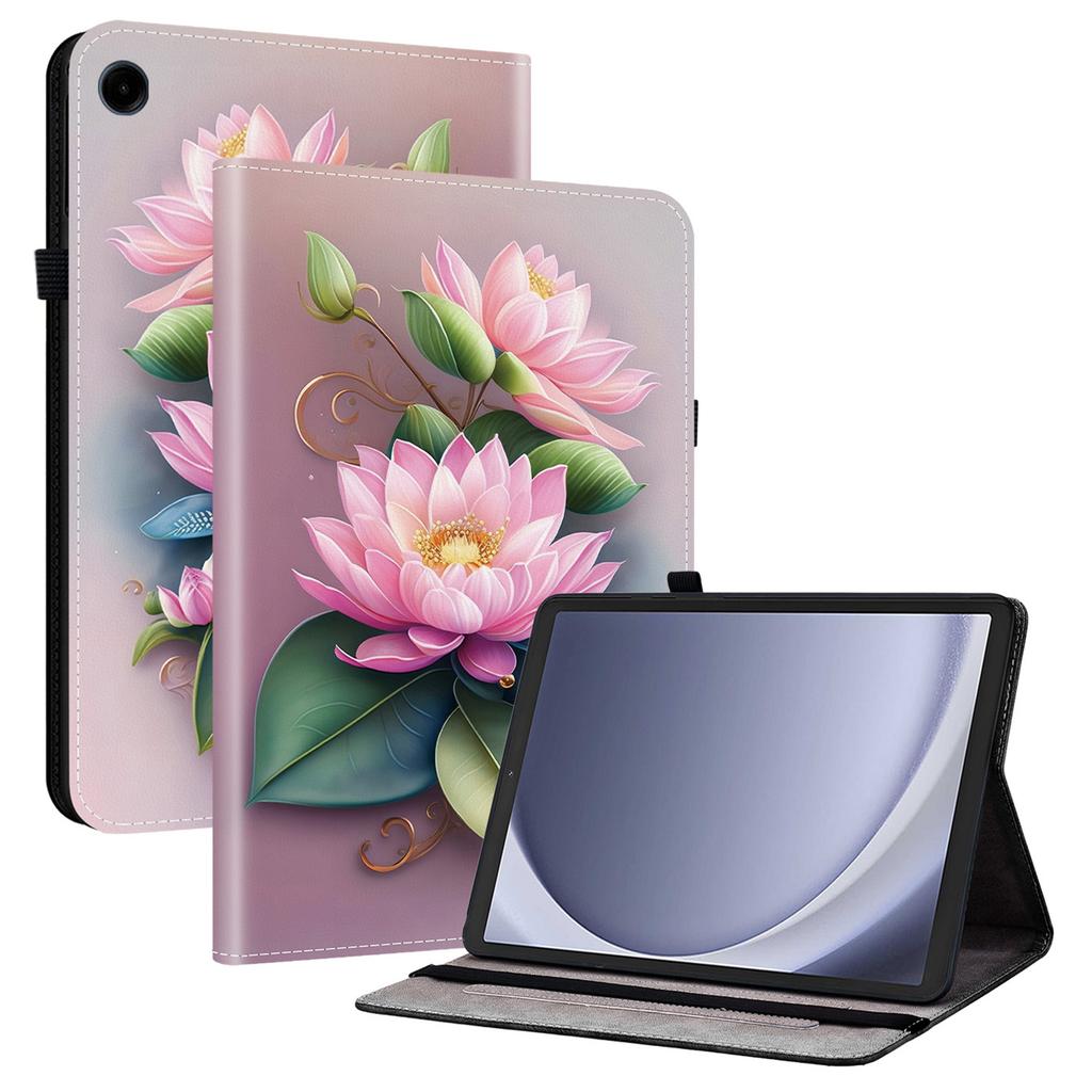 Für Samsung Galaxy Tab A9 Lederhülle Muster bedruckt Ständer Tablet-Hülle mit Kartenfächern