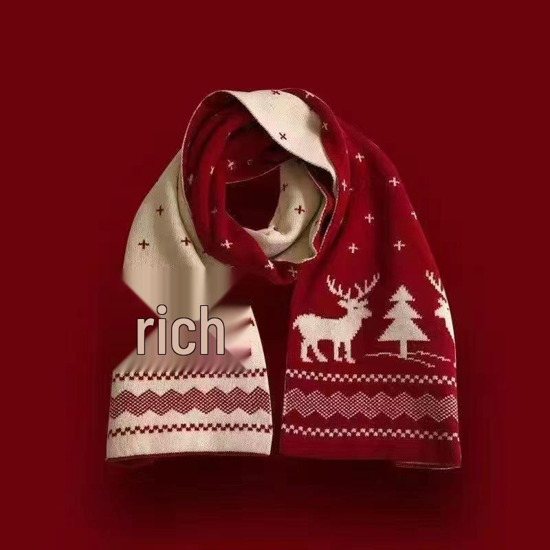 Высококачественный унисекс красный шерстяной вязаный шарф-шаль для осени и зимы