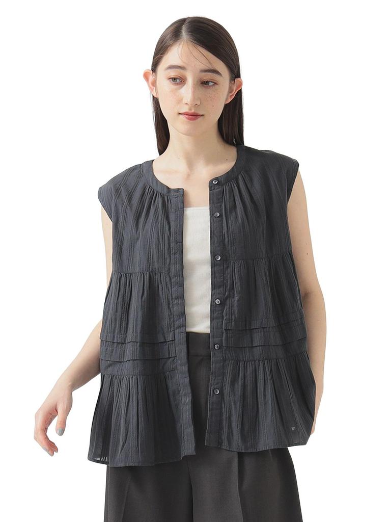 LIFE STORE by BEAMS Indian Striped Blouse In BMING Women's 2-Way (Sizes S-M) INK_BLACK