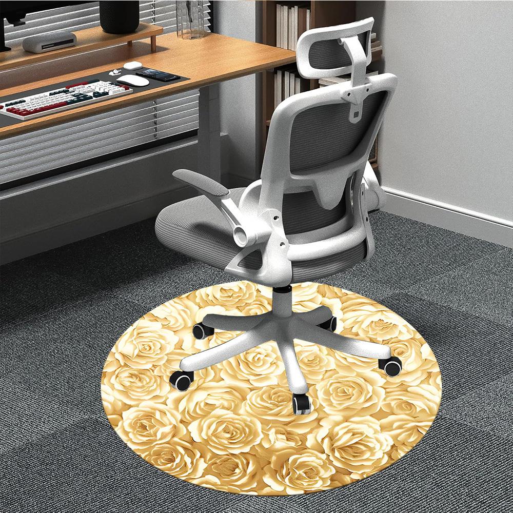 1pc Roses, Floral Office Round Rug, Carpet for Office, Gaming, Lightweight Round Floor Mat yy260208022