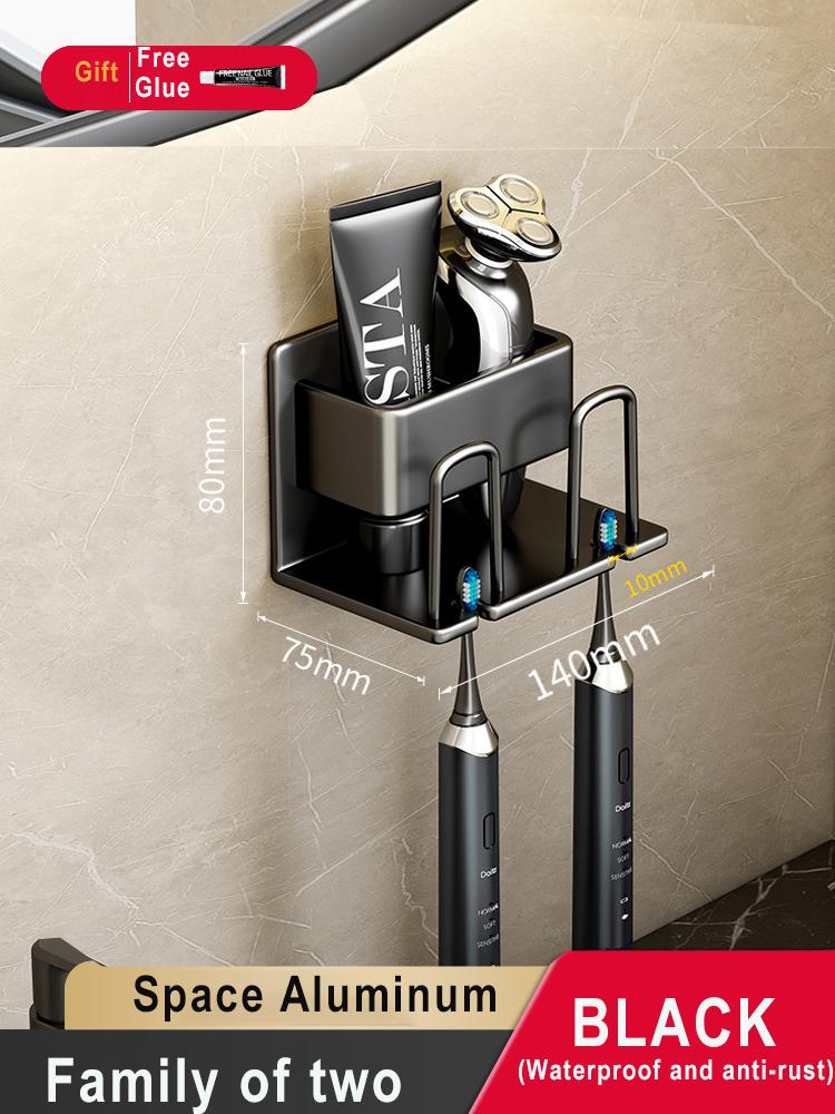 Toothbrush Holder Wall-mounted Gargle Cup Storage Electric Razor Shaver Shelf Batchroom Toiletries Organization Toothbrush Rack
