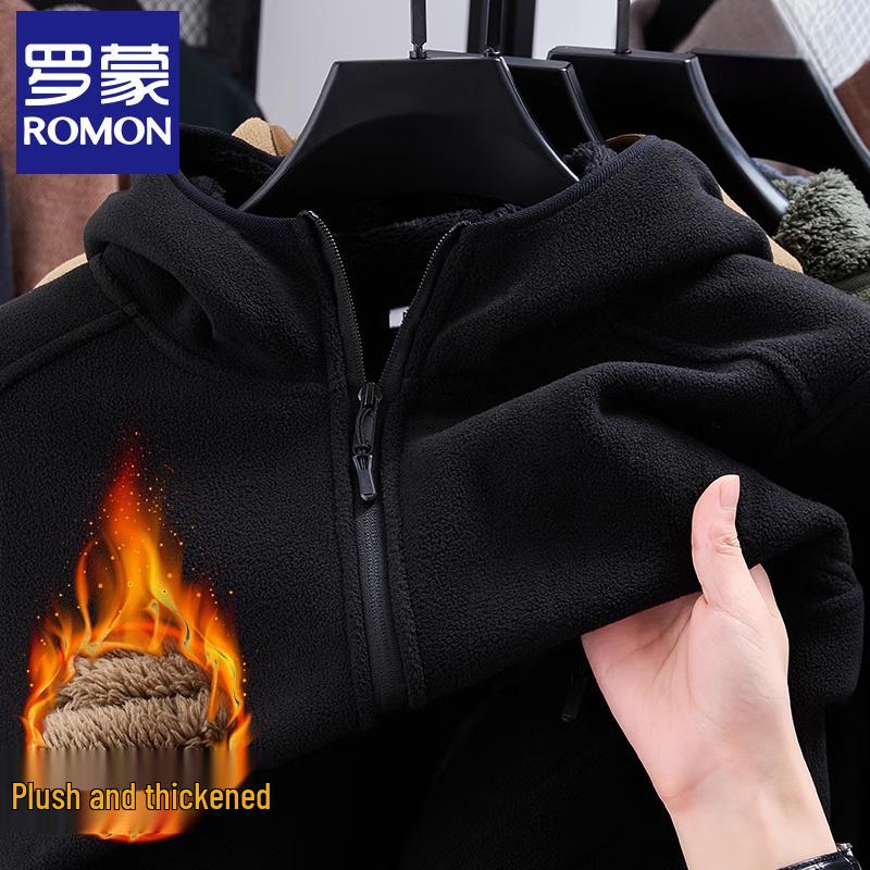 

Luo Meng Men s Winter Hooded Fleece Jacket L