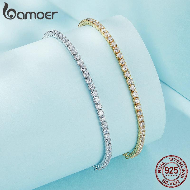 BAMOER Wyróżnione oferty marki 925 Sterling Silver Sparkling Strand regulowana bransoletka