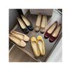 Sheepskin Version~ Temperament Round Head Versatile Square Buckle Shallow Mouth Single Shoes Women's Genuine Leather Commuter Flat Bottom Ladle Shoes