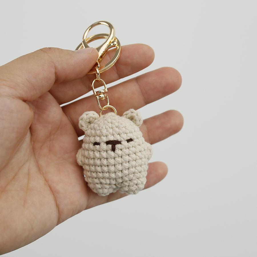 Cute Kapibala Crochet Keychain Mini Animal Crochet Key Ring Kawaii Handmade Pendant Decor for Bag Gift