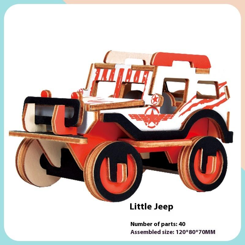 Children's Wooden 3D Puzzle Car Model Ornaments DIY Children's Educational Handmade Toys