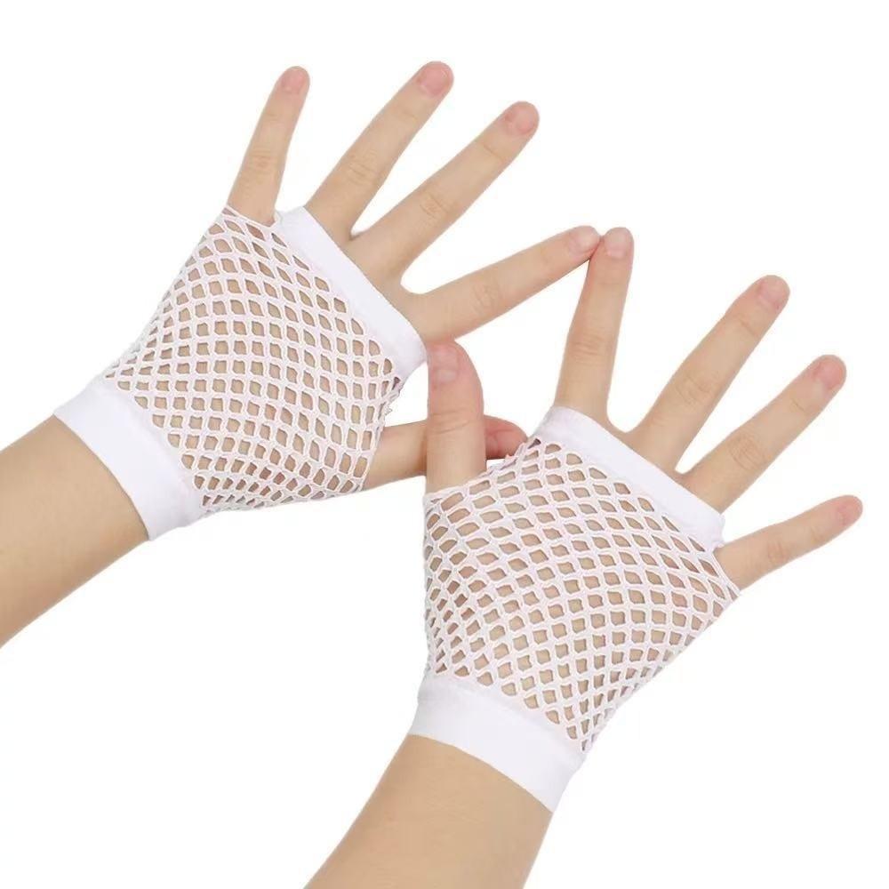 Elastic Short Fishnet Gloves Web Design Punk Rock Gloves Fingerless Mesh Gloves  Party Club