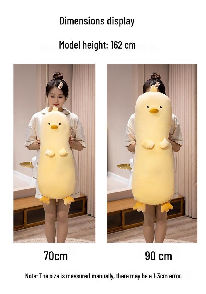 Yellow Chicken Hugging Pillow - Male & Female Plush Long Cushion Doll