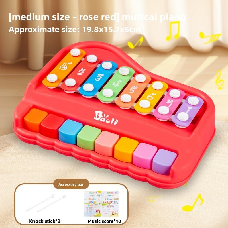 

Wooden Kids Musical Instrument Toy With Colorful Sound Buttons For Toddlers And Preschoolers червоний