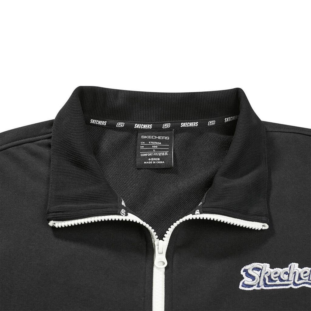 Skechers Solid Color Loose Fit Stand Collar Zip Sports Jacket Unisex Jackets Carbon-Black L423U095-0018