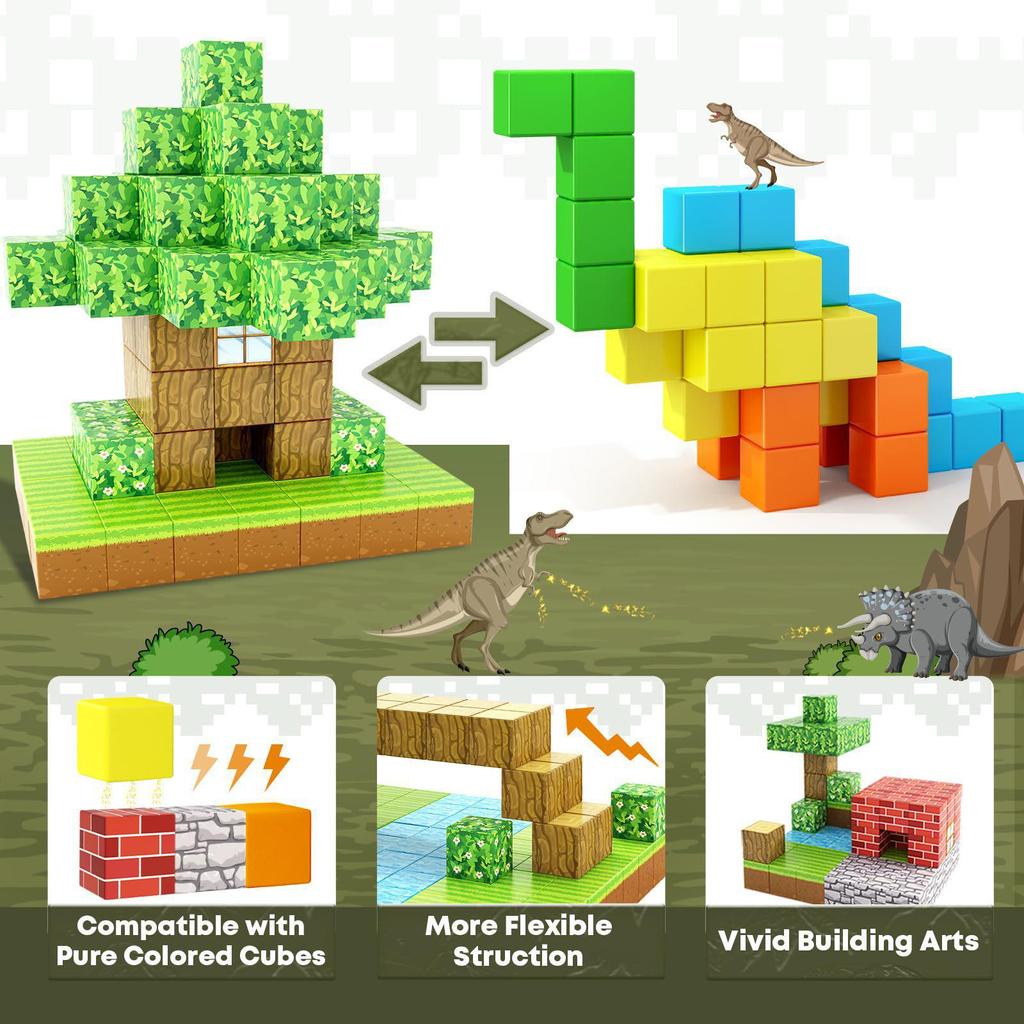Primeval Forest 3D Magnetic Block Set for Kids - Educational Toy
