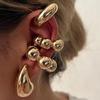 Chic European & American Oval Hollow Electroplated Ear Clip Earrings