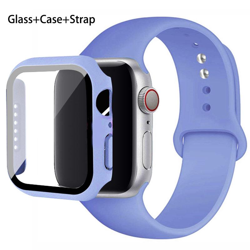 Glas + Gehäuse + Armband für Apple Watch Band 44/40/45/41/38/42/44 mm. Silikonarmband für iWatch Serie 3, 4, 5, 6, SE 78