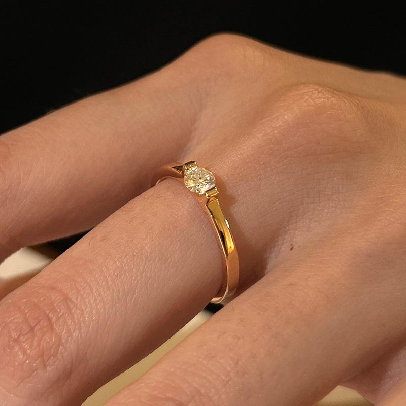 Xiaohongshu 2026 Women s Luxury Single Diamond Ring - Elegant and Fashionable Style Adjustable Opening