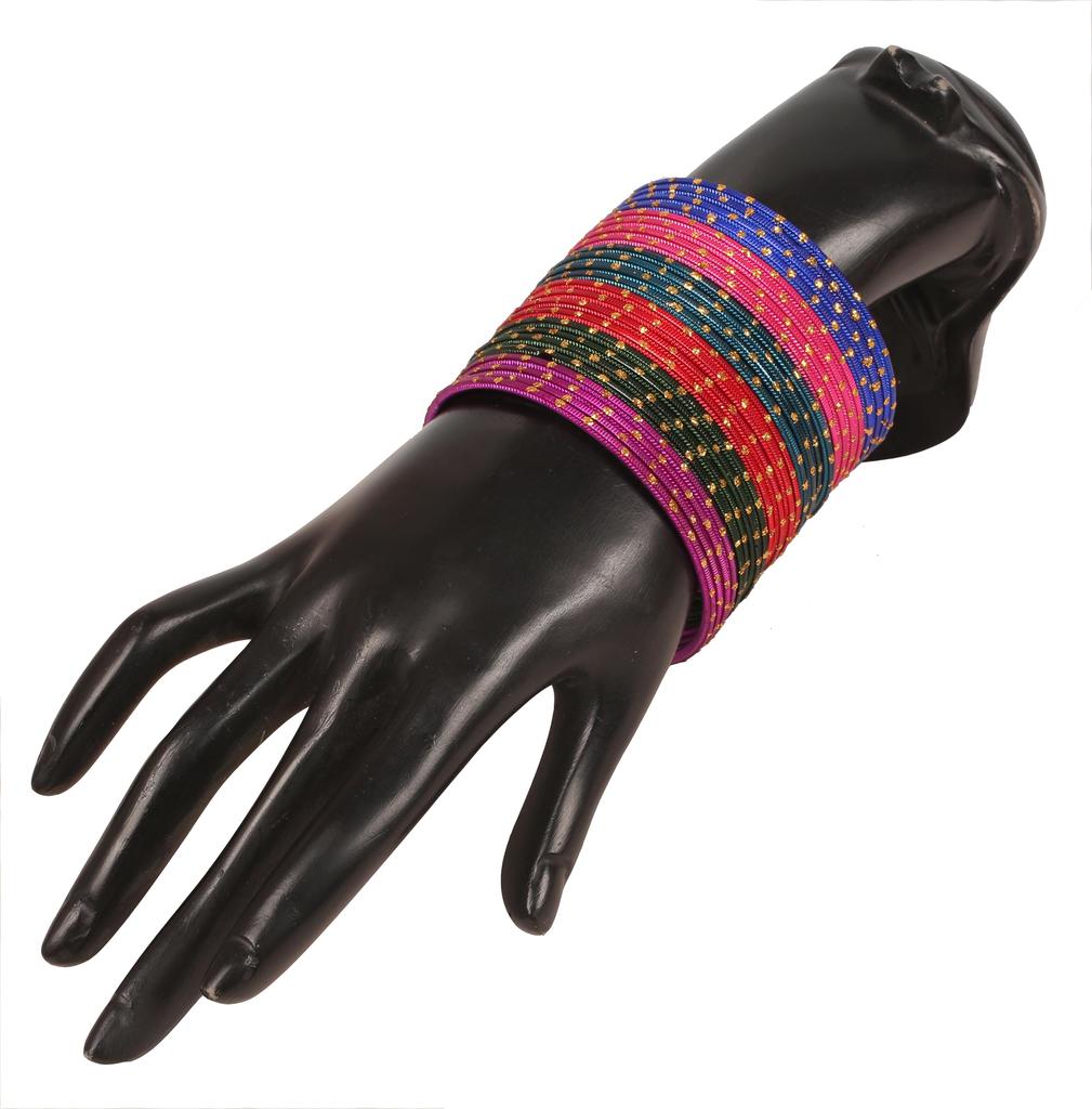 Touchstone Indian Bollywood Tradycyjny Oszałamiająca Prezentacja 12 Teksturowanych Różnych Kolorów Designerska Biżuteria Bransoletka Bangla Wzbogacona Srebrem Zestaw