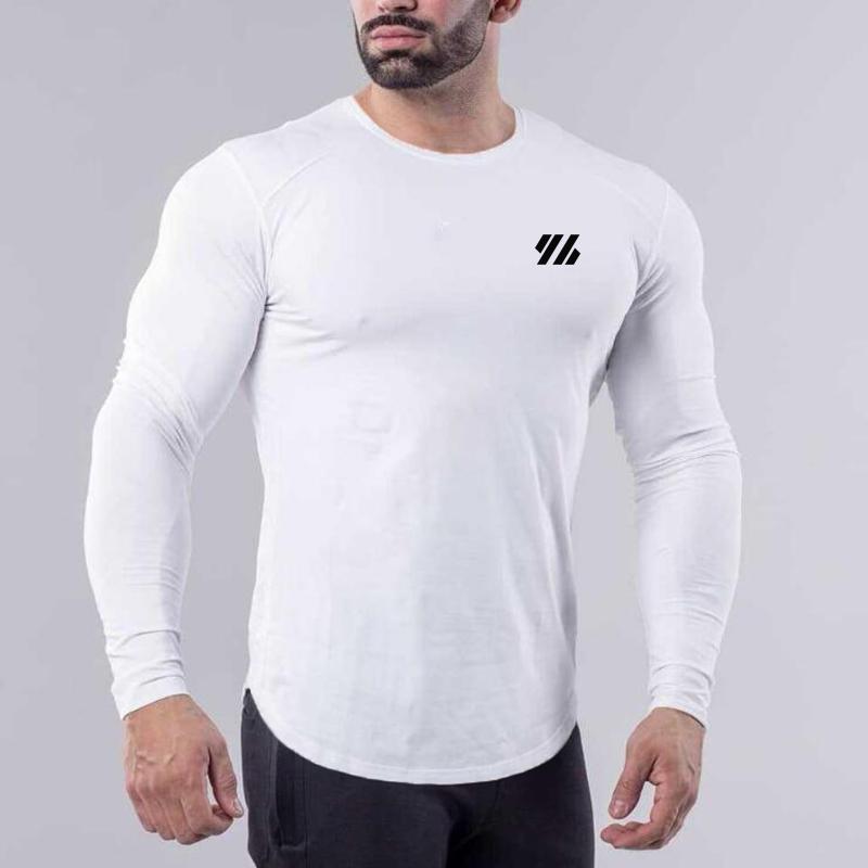 Muscleguys Men Running Slim Fit T-shirt Long sleeves Sports Tees Gym Fitness Sweatshirt Male Jogging Tracksuit Cotton Athletic Shirt Tops