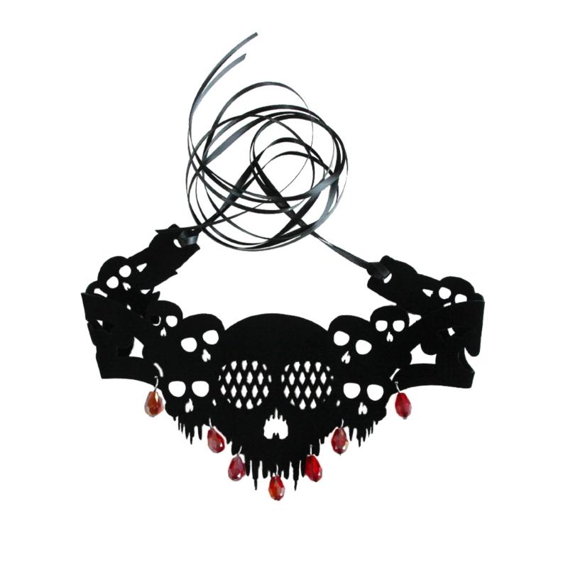 

Gothic Skull Necklace Exquisite Color Crystal Pendant Necklace Punk Necklace for Friend Fashion Choker Birthday Gift 1 чорний