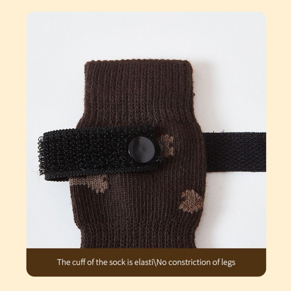 Anti-Slip Cozy Dog Socks Anti-Scratch Adjustable Band Noiseless Knitted Socks Cotton Strong Grip Dog Paw Covers Wooden Floors