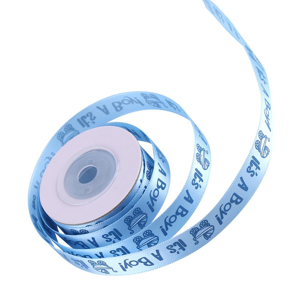 10Yards Roll IT IS A BOY GIRL Blue Pink Baby Shower Christening Party Favor Gift Stain Ribbon