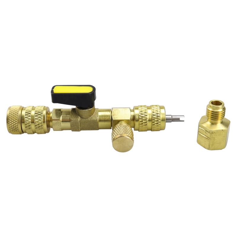 Valve Core Remover Installer Kitwith Dual Size 1/4 And 5/16 Ports For R12,R22,R32,R404,R407,R410, R404 A/C Air Condition System