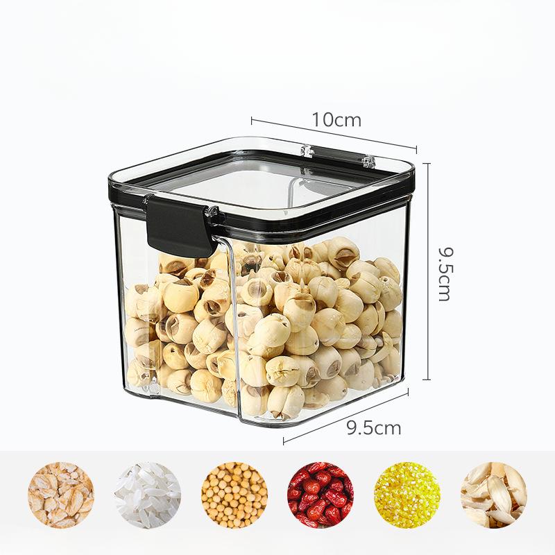 Square Transparent Storage Tanks for Grains and Cereals Kitchen Food and Snack Storage
