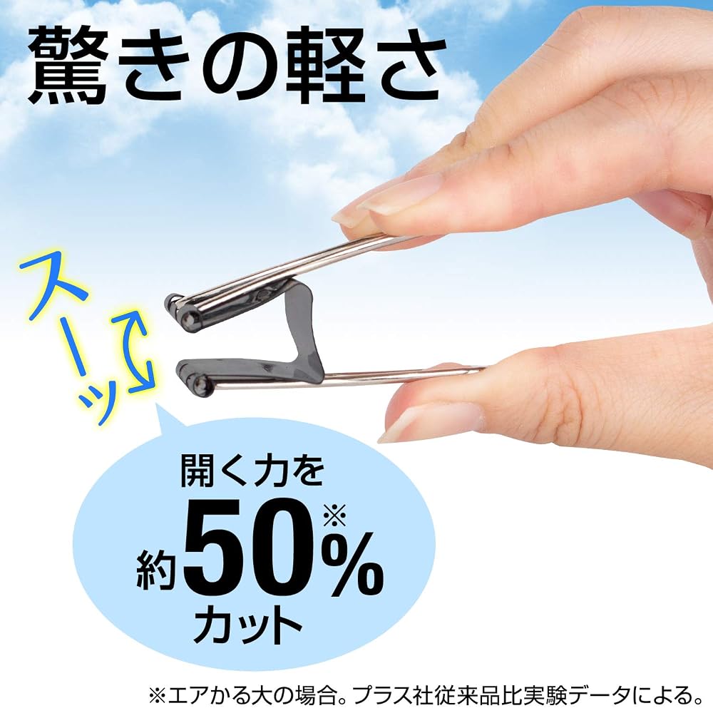 PLUS Double Clip Air Light Large Black 10pcs Width: 32mm (Holds: 120 Sheets) CP-101AK / 35-506
