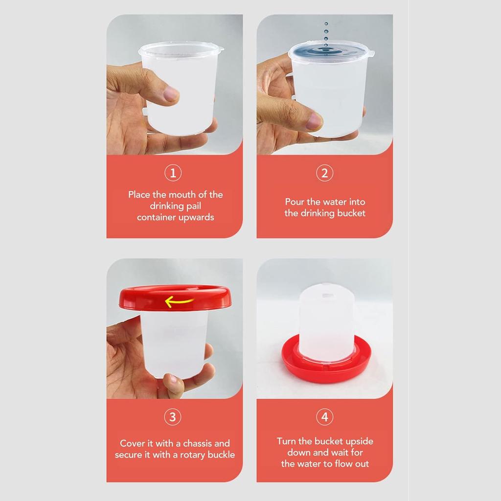 Horoper 2pcs Chick Feeder Quail Feeder and Waterer Kit Automatic Poultry Water Feeder Rotarys Sleeve Design Watering Poultry Feeder and Waterer Combo