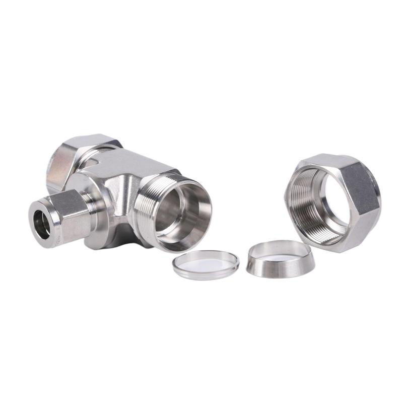 Tee 3 Ways Reducer 1/16"-1" 3-25mm Tube OD Compression Union SUS316L Stainless Coupler Pipe Fitting Connector With UNF Nut Lock