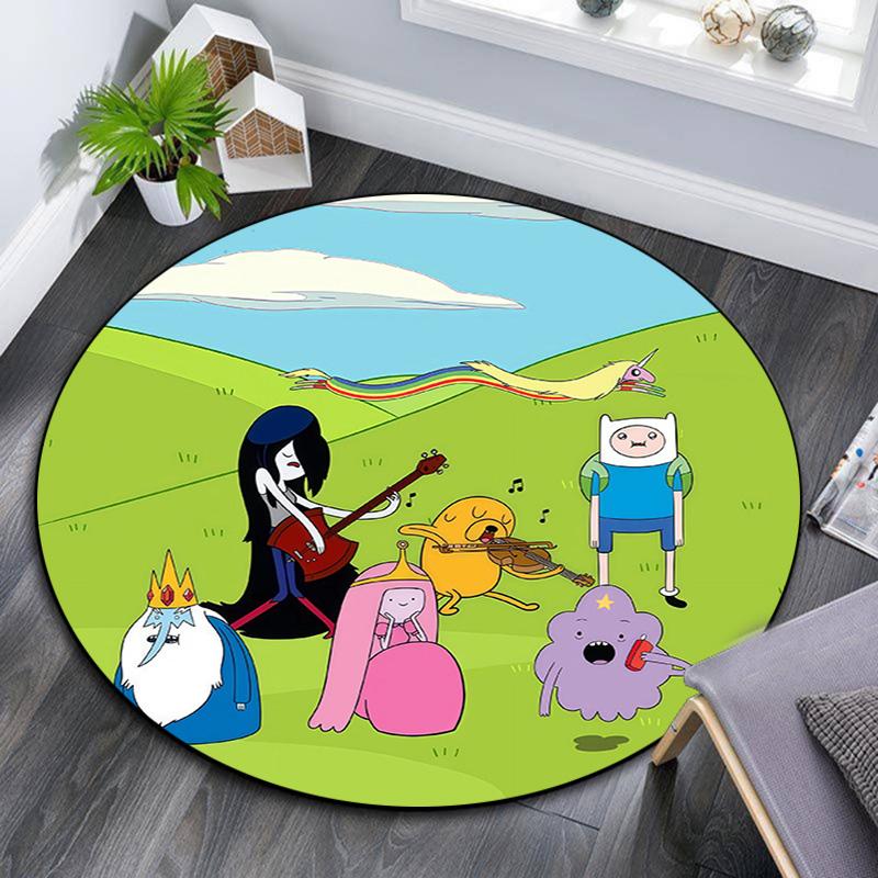 Adventure Time2 Round Area Rug,Carpet Rug for Living Room Bedroom Sofa Playroom Decor,Non-slip Floor Mat