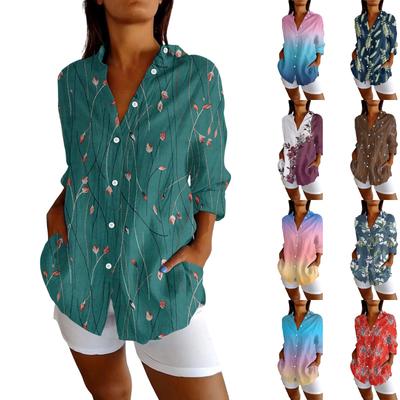 Γυναικεία Πουκάμισα με Κουμπιά Βαμβακολινά Μακρυμάνικα Πουκάμισα Φόρεμα Καθημερινά Καλοκαιρινά Τοπ Εργασίας Μπλούζες