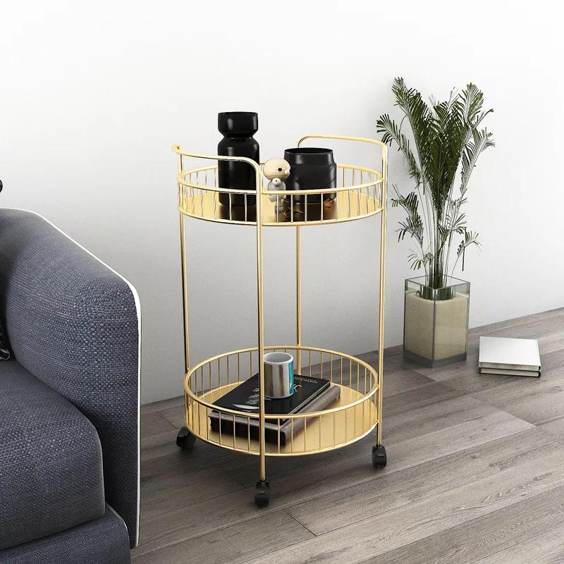 Wrought Iron Kitchen Hotel Furniture Island Table for Household Restaurant Storage Cart Bathroom Coffee Shop Trolley with Wheels