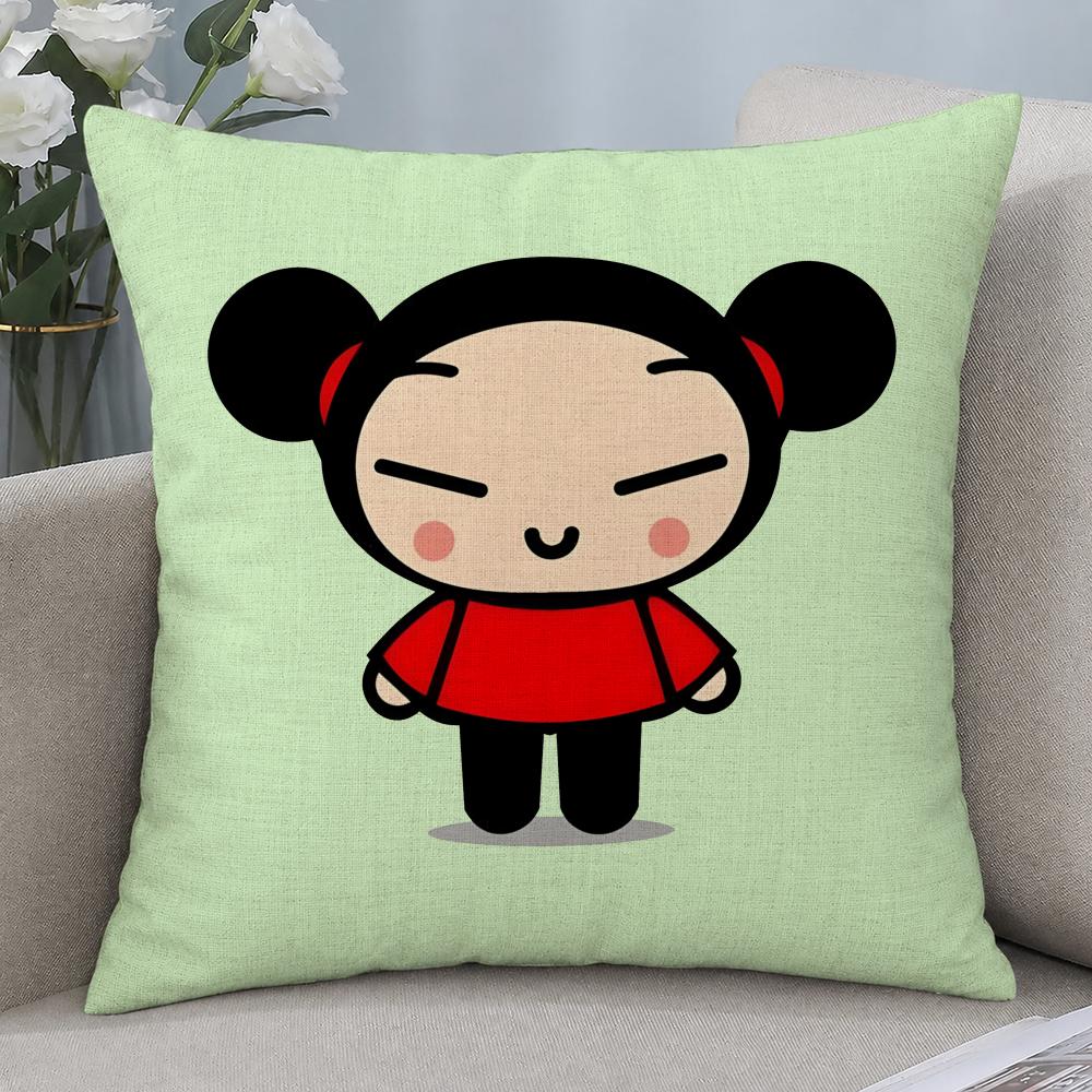 Cartoon Pucca Anime Kawaii Cushion Cover Cushion Covers Natural Linen Breathable Sofa Bedroom Decor Pillowcase
