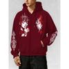 Y2K Gothic Dark Comic Style Printed Zipper Hoodie, a Fashionable Street Trend Zipper Hoodie Suitable for Casual Occasions