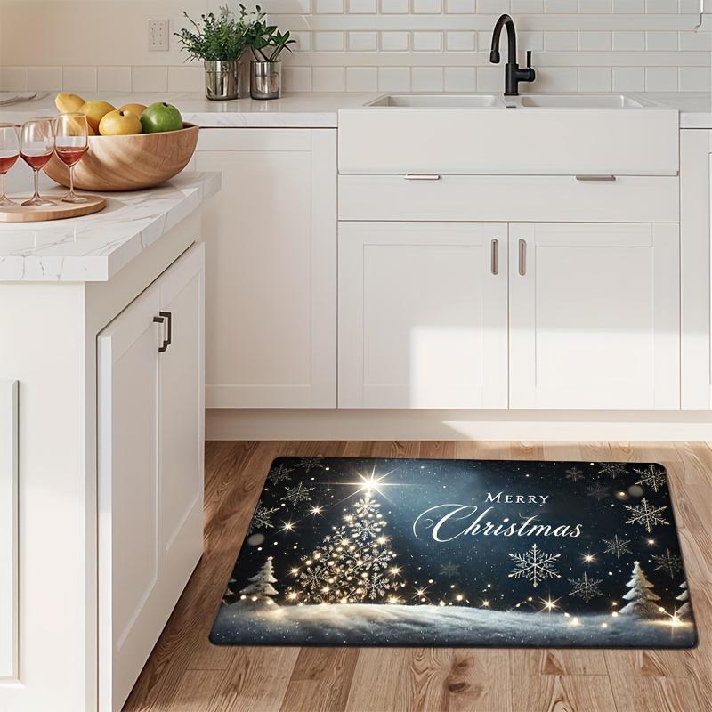 Christmas Tree Snowflakes Entrance Welcome Door Mat Home Decor Kitchen Balcony Hallway Non-slip Floor Mat Christmas Decorations